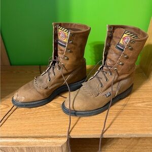 Justin Boots Tan Lace-Up Women's Boots